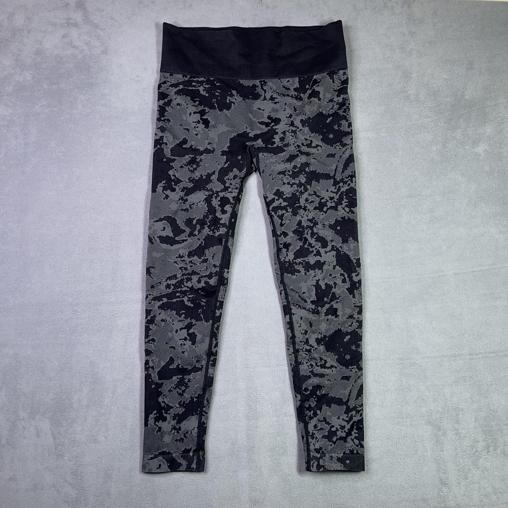 AnyBody Jacquard Smoothing Leggings Women XL Black Camo Seamless High Waist